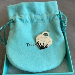 Authentic Tiffany & Co silver Return To Tiffany black Splash heart tag charm